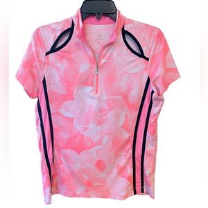 Tail Sz M Pinky Orange Black Trim Pickleball Tennis Golf 1/4 Zip Polo Shirt